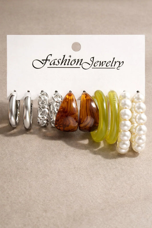 Earth & Luster Mixed-Media Hoop Set