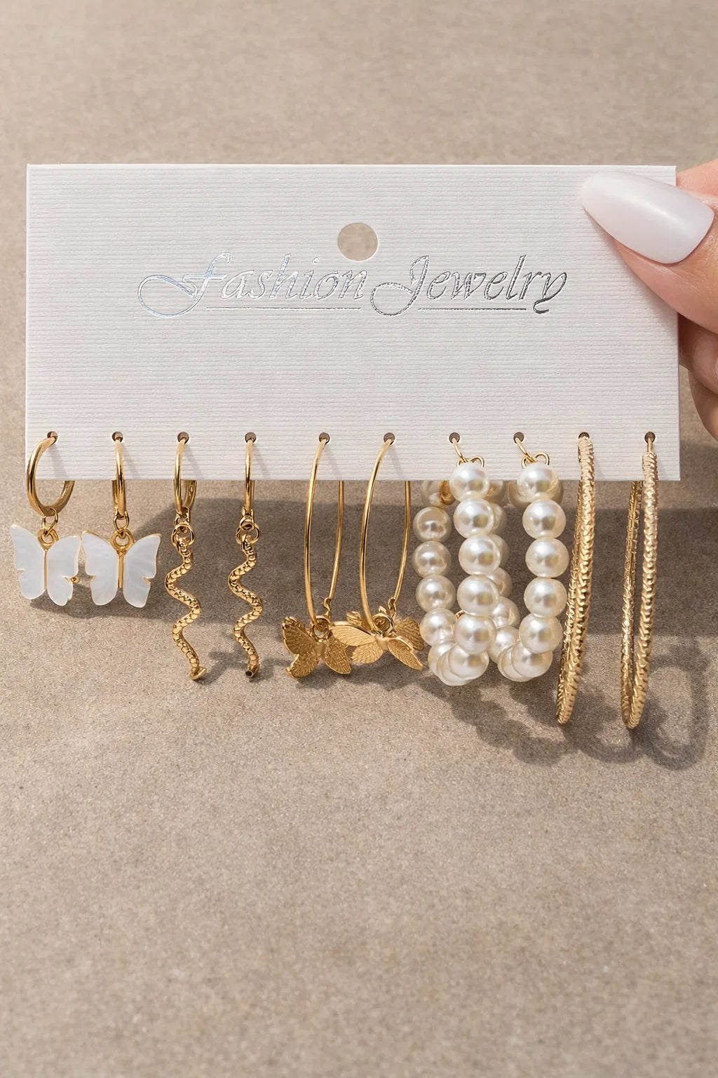 Golden Charm & Pearl Hoop Collection