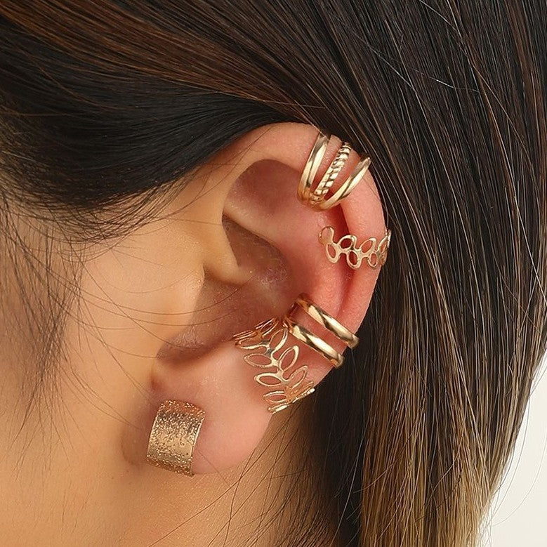 Golden Eclipse 5-Piece Ear Cuff & Stud Set