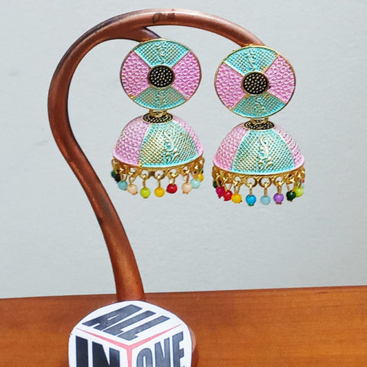 Meenakari Pastel Jhumka Earring