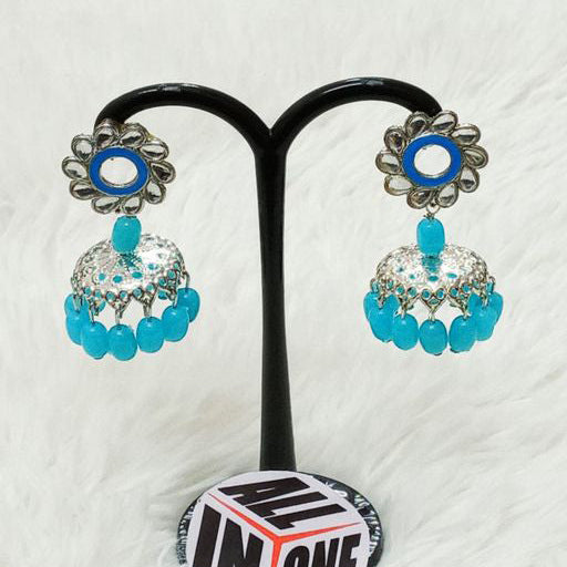 Azure Floral Jhumka Drops