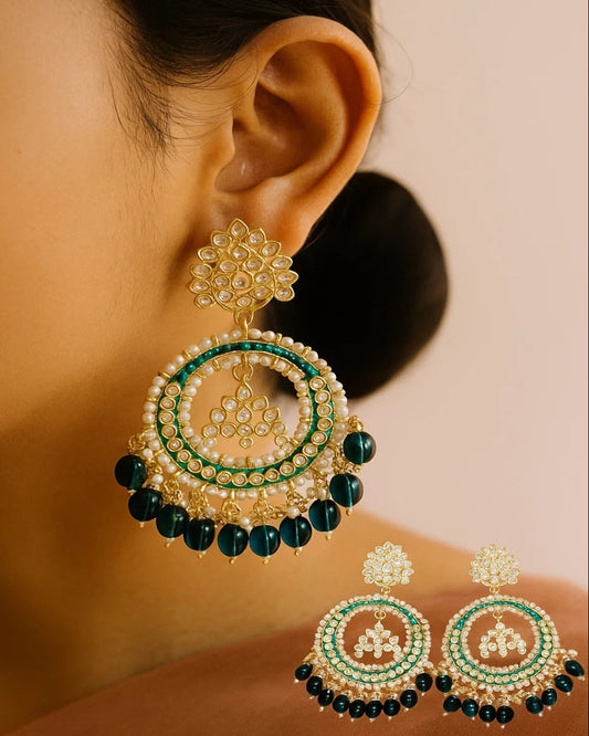 Kundan Circle Drop Earrings