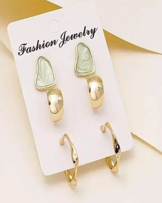 Trendy 3 Pairs Korean Stud Earrings