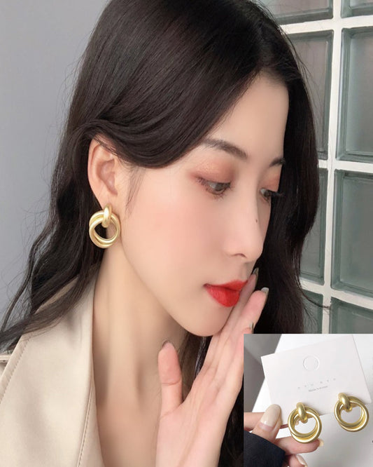 Needle Circle Hoop Drop Earring