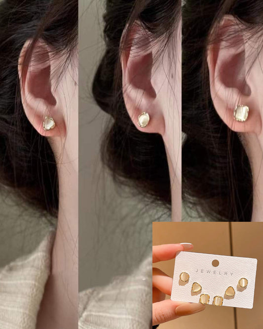 Opal geometric stud earrings
