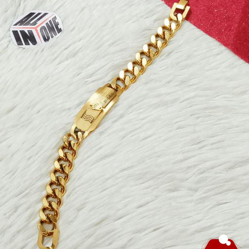 Men’s Gold Waves Emblem Curb Chain Bracelet