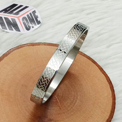 Men’s Precision-Etched Silver Weave Kada