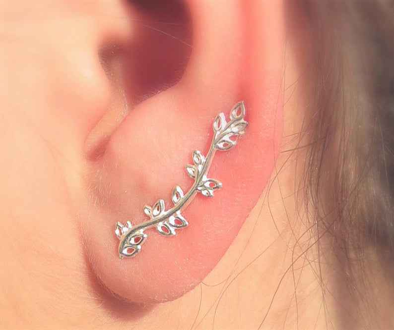 Ear pin, silver ear crawler