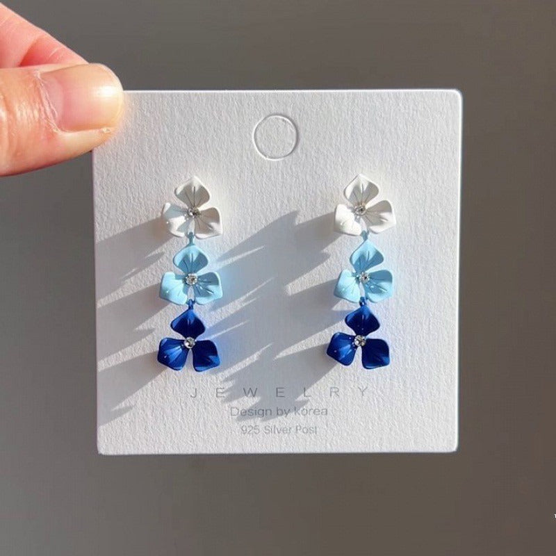 Klein Blue Color Gradient Flower Drop Earring