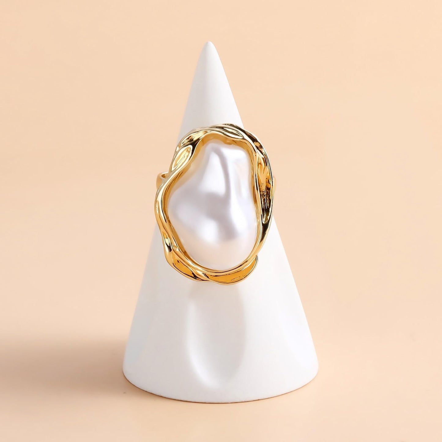 Adjustable Irregularity Statement Pearl Ring