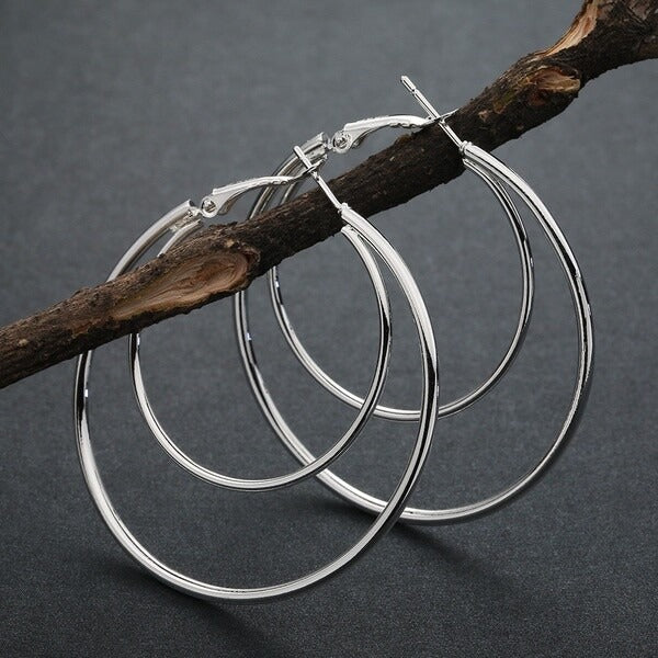 Trendy Fashionable Simple Large Hoop Earrings