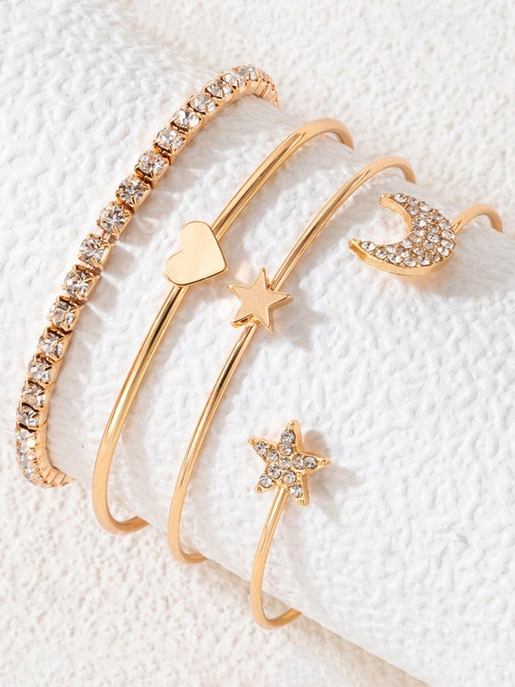 4PC Simple Fashion Star Moon Bracelet