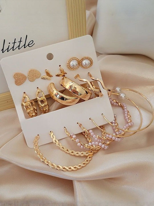 9 Pairs Trendy Earrings Set – Lightweight, Stylish & Perfect for Everyday Wear