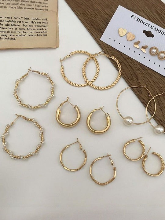 9 Pairs Trendy Earrings Set – Lightweight, Stylish & Perfect for Everyday Wear