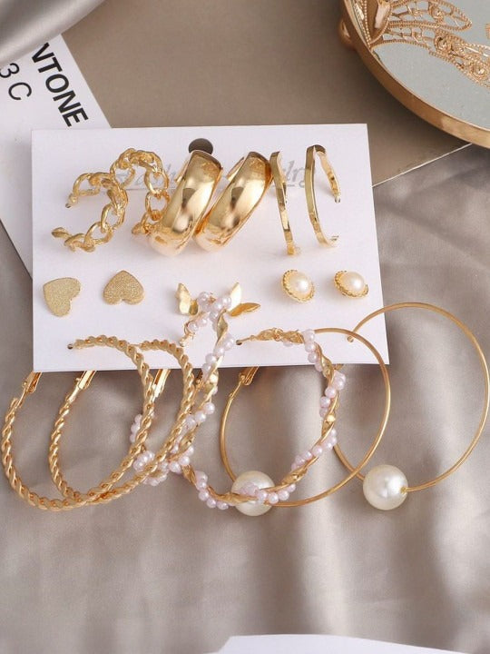 9 Pairs Trendy Earrings Set – Lightweight, Stylish & Perfect for Everyday Wear