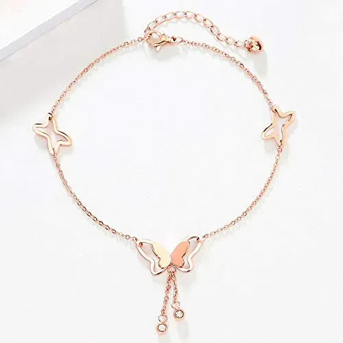 Trendy Rose Golden Butterfly Stone Payel