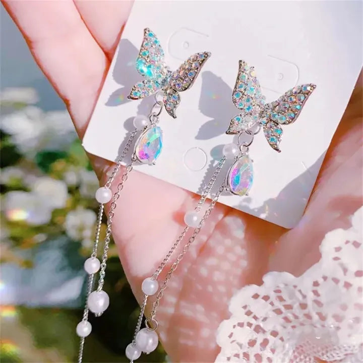 Crystal Butterfly Drop Earring