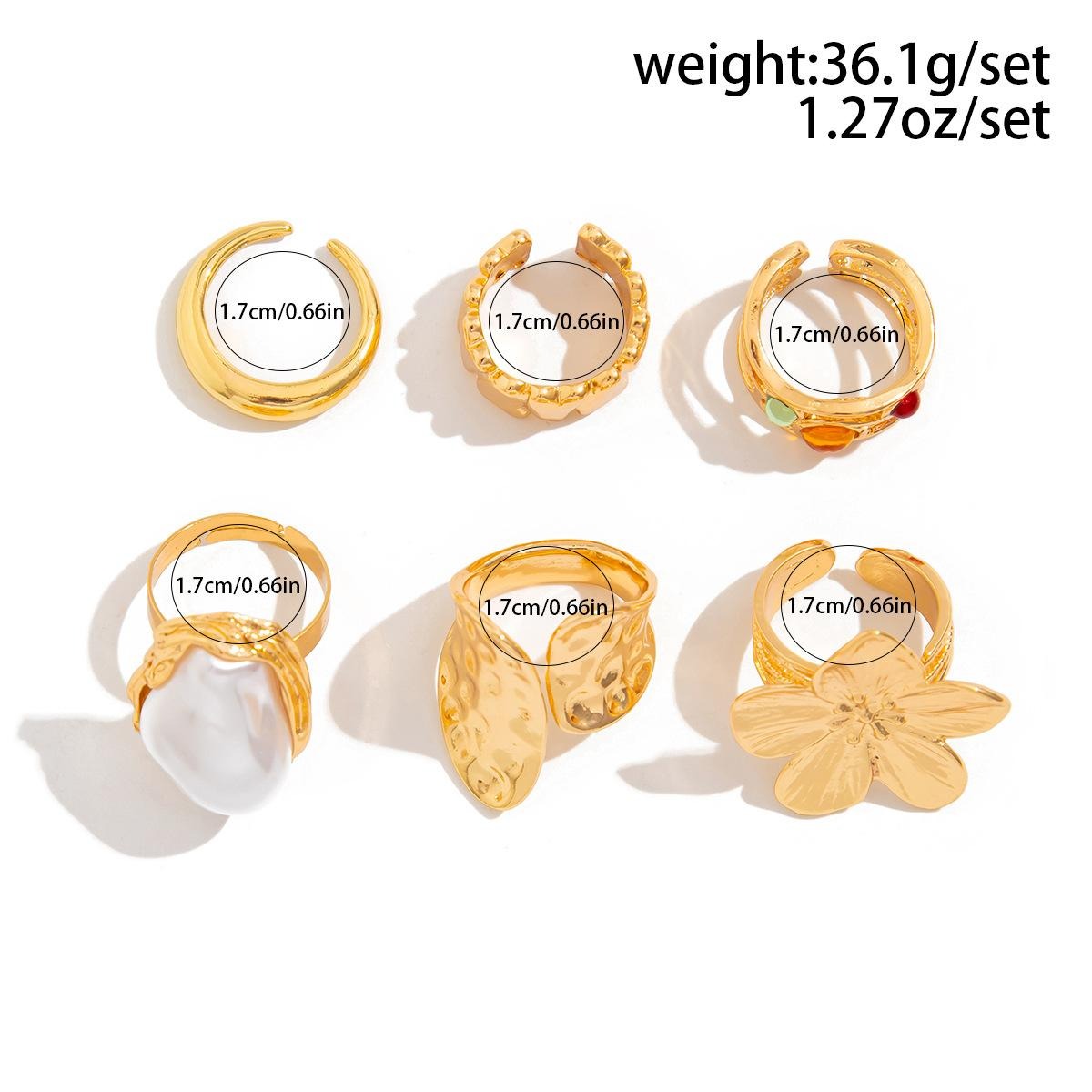 6-piece Set Of Liquid Flower Lava Rings With Fashionable Infinite Knot Design