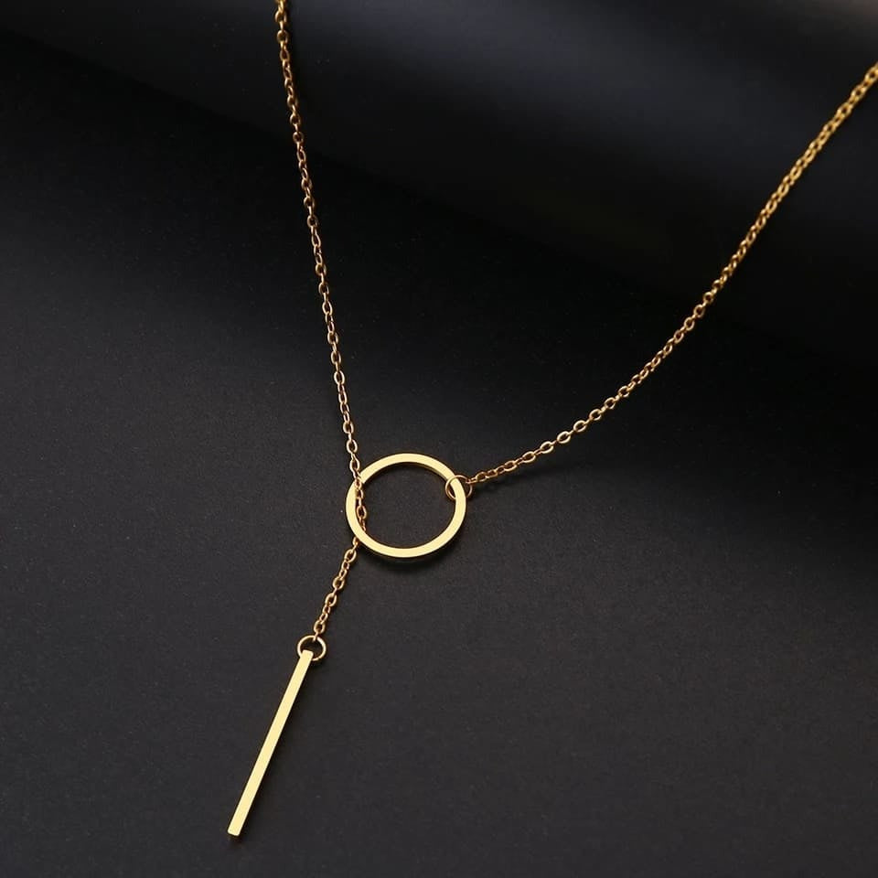 Metal Ring Short Stick Chain Neckless