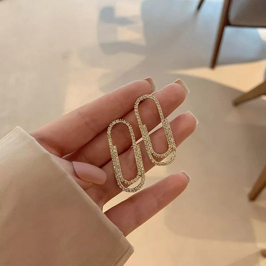 Creative Alloy Paper Clip Stud Earring