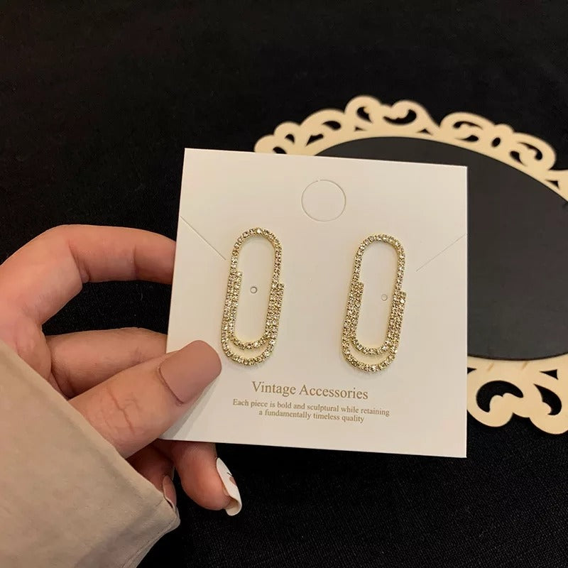 Creative Alloy Paper Clip Stud Earring