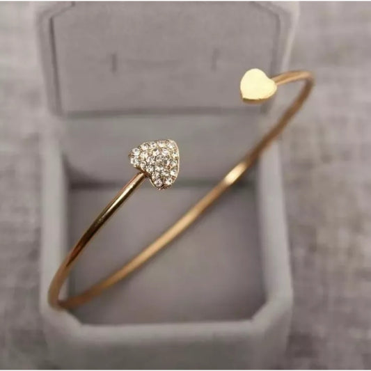 Adjustable Double Heart Open Bracelet