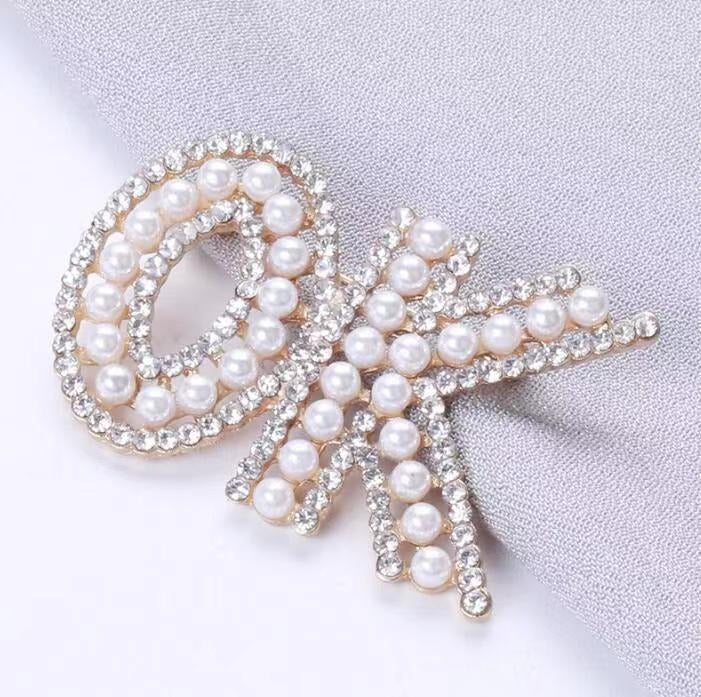 OK Pearl Crystal Brooch Hijab Safety Pin