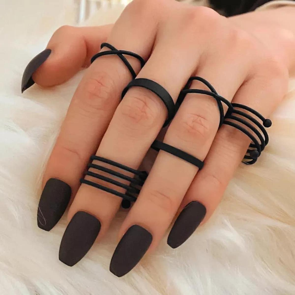 6 Pcs Zinc Alloy Finger Ring Set