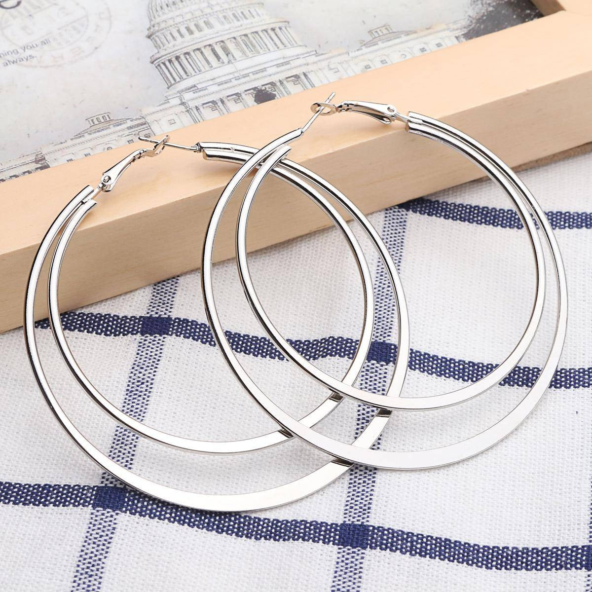 Trendy Fashionable Simple Large Hoop Earrings