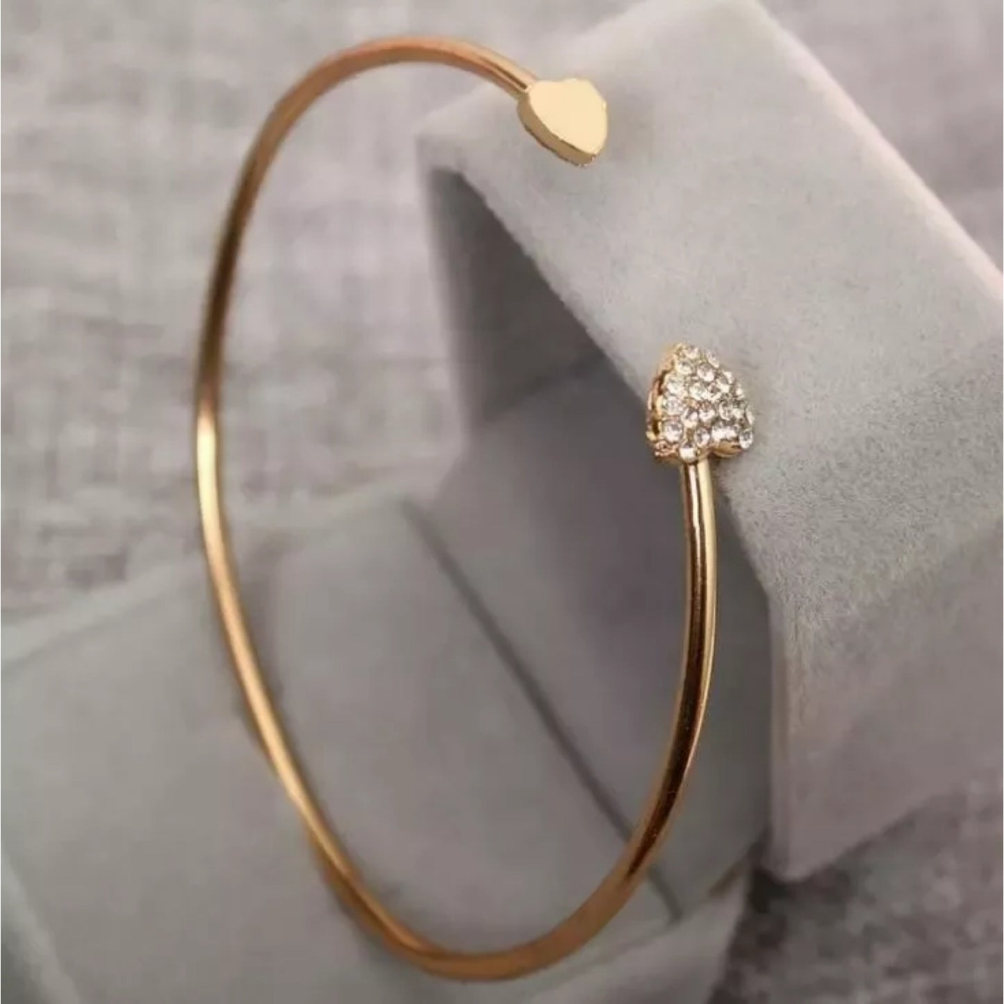 Adjustable Double Heart Open Bracelet