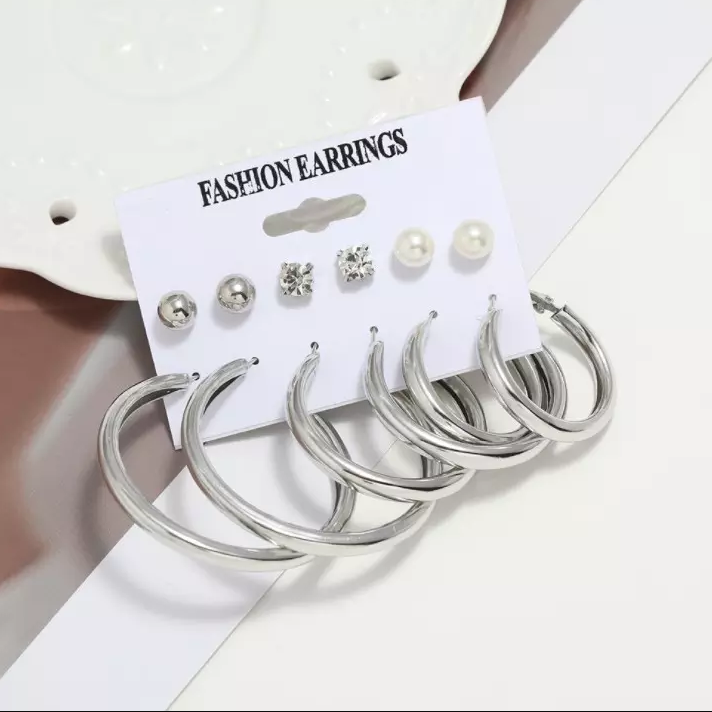 6 Pairs Pearl Stud Earrings