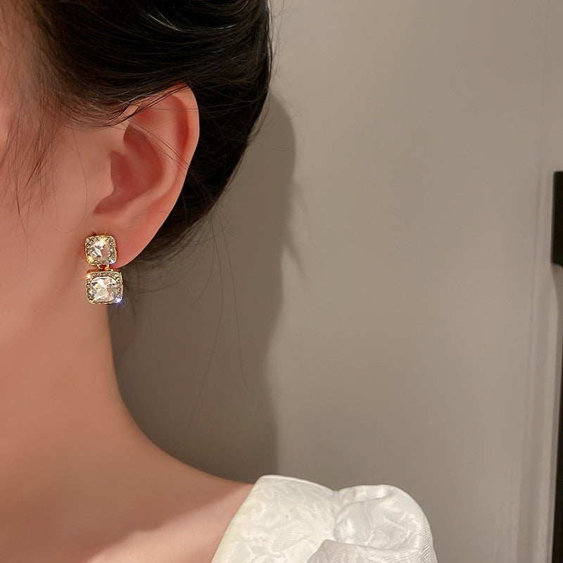 Delicate Square Earrings Needle Earrings