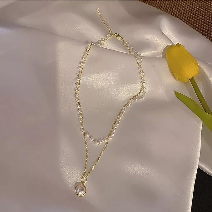 Simple Temperament Double Layer Imitation Pearl Chain