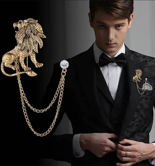 Super Fancy Lion King Brooch With Tussle Chain