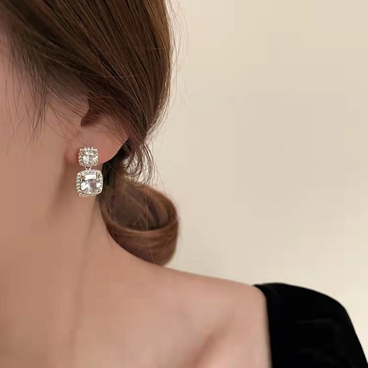 Delicate Square Earrings Needle Earrings