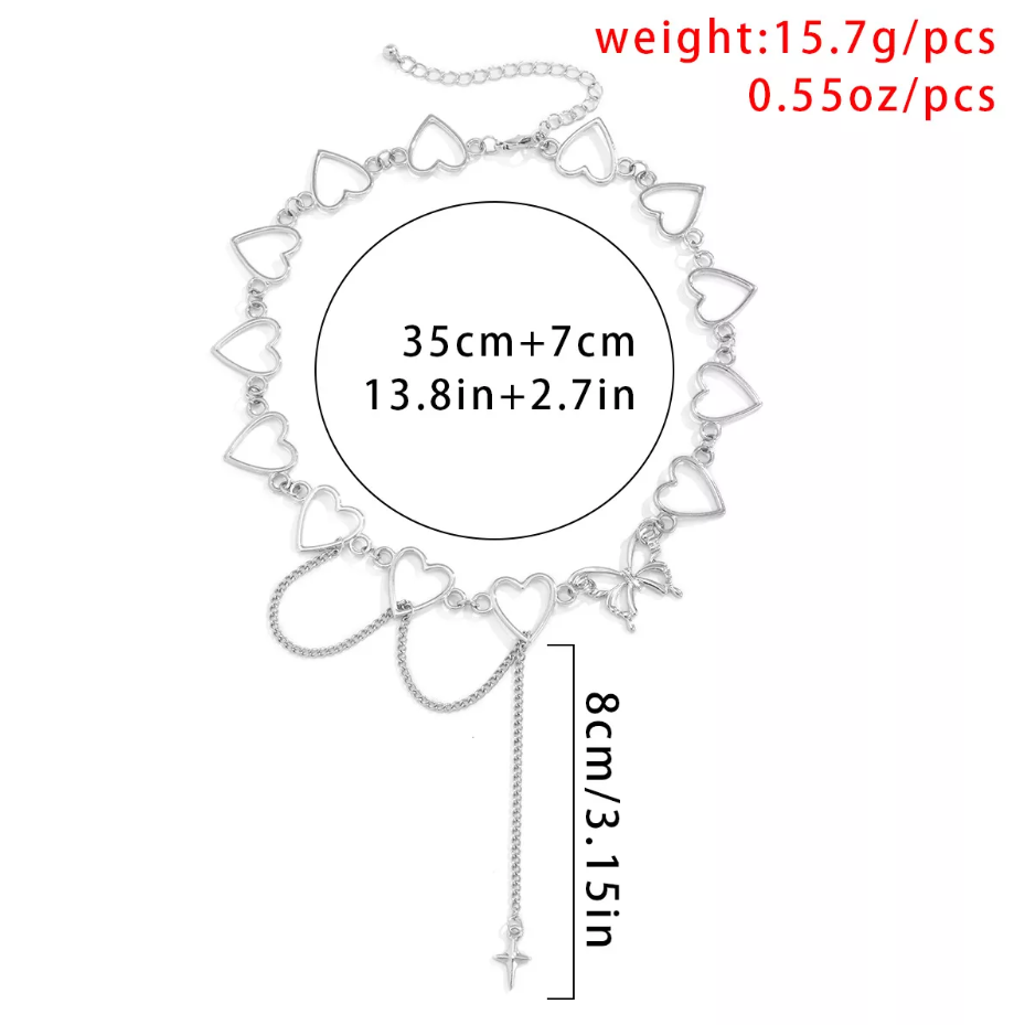 Korean Fashionable Heart-Shaped Chain Necklaces