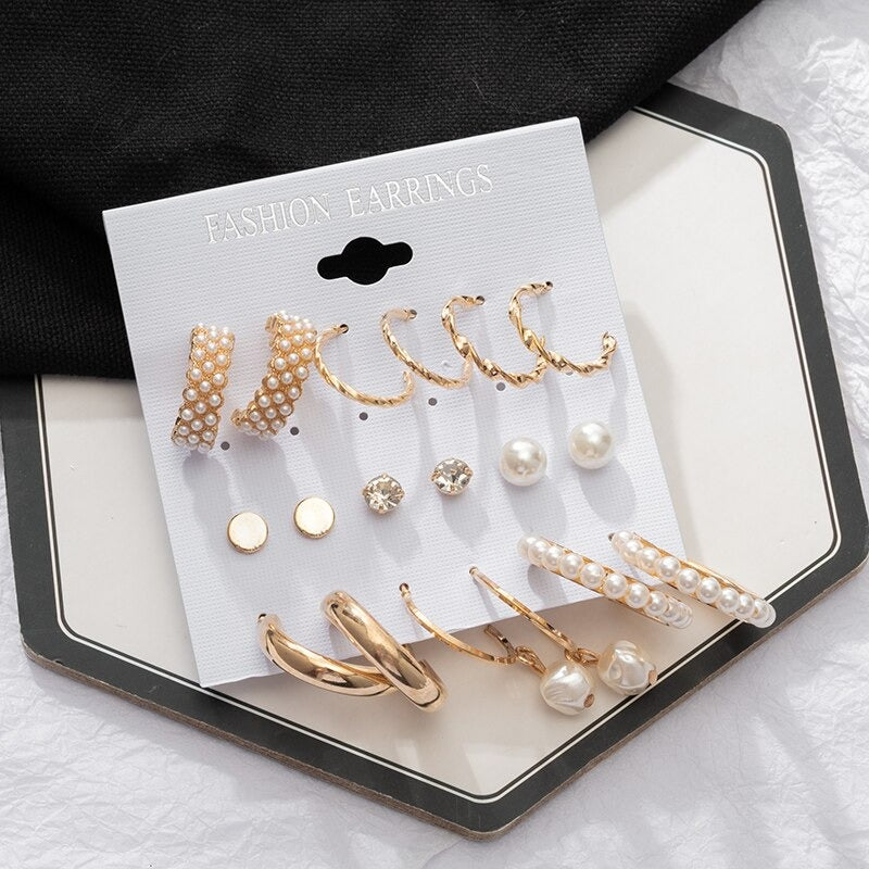Big Hoop Pearl Earring Set