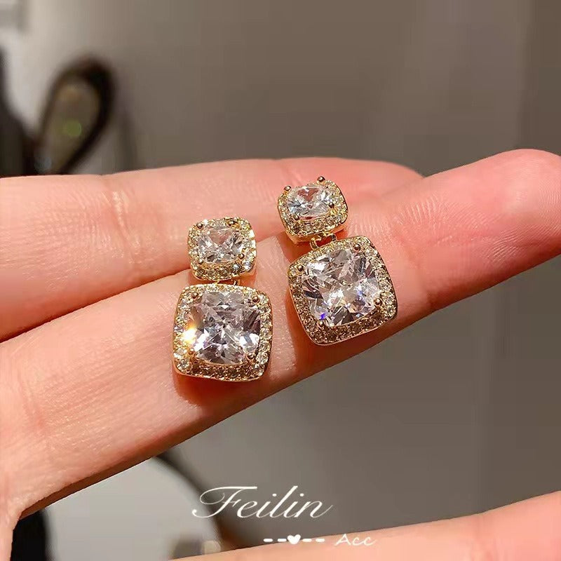 Delicate Square Earrings Needle Earrings