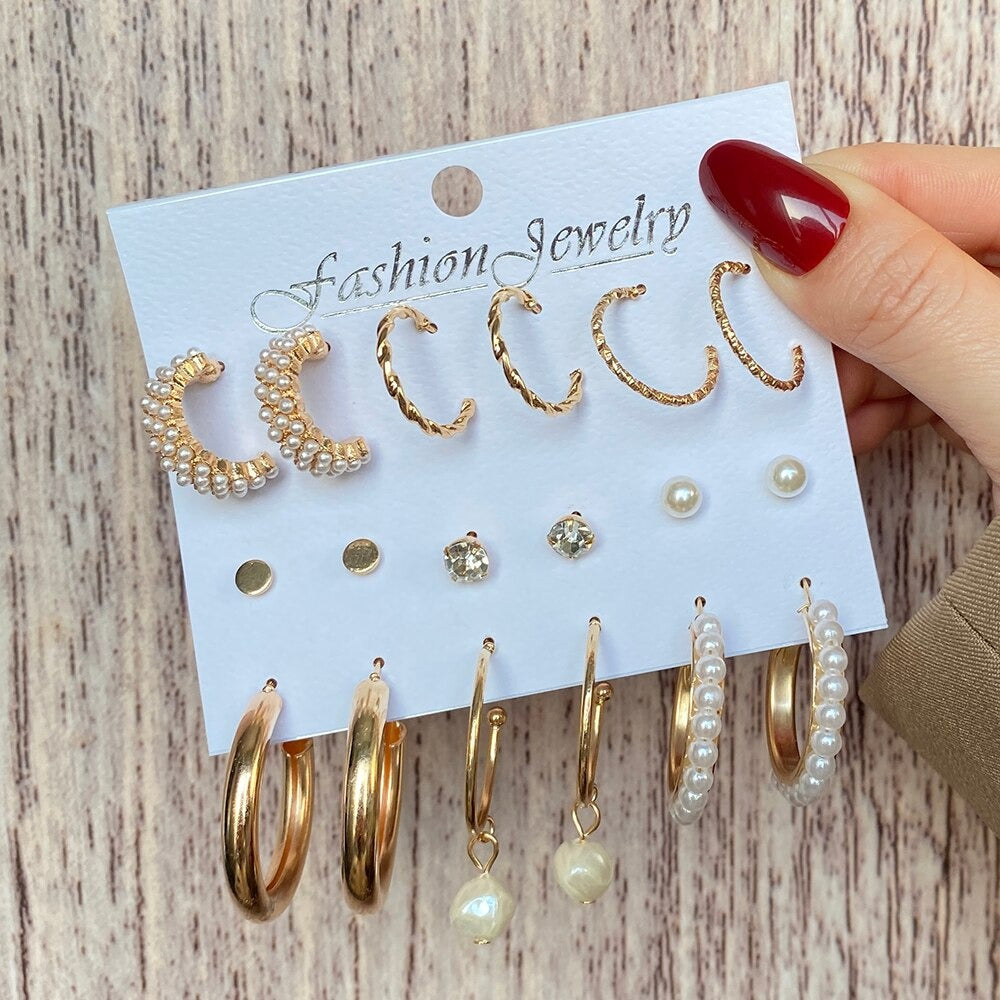Big Hoop Pearl Earring Set