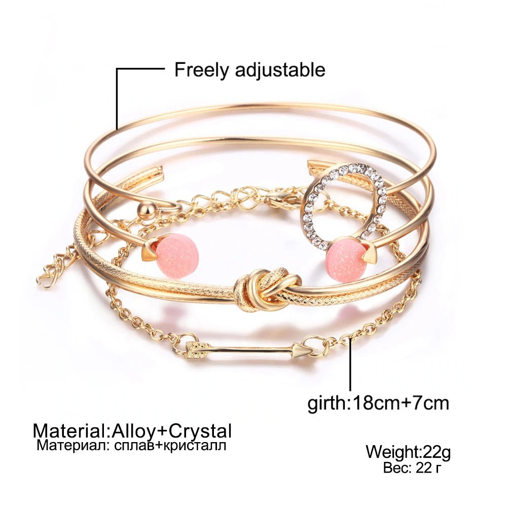 Bohemian Adjustable Charm Bangle 4 Pcs