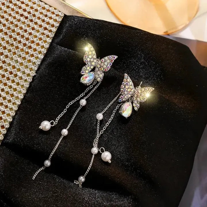 Crystal Butterfly Drop Earring