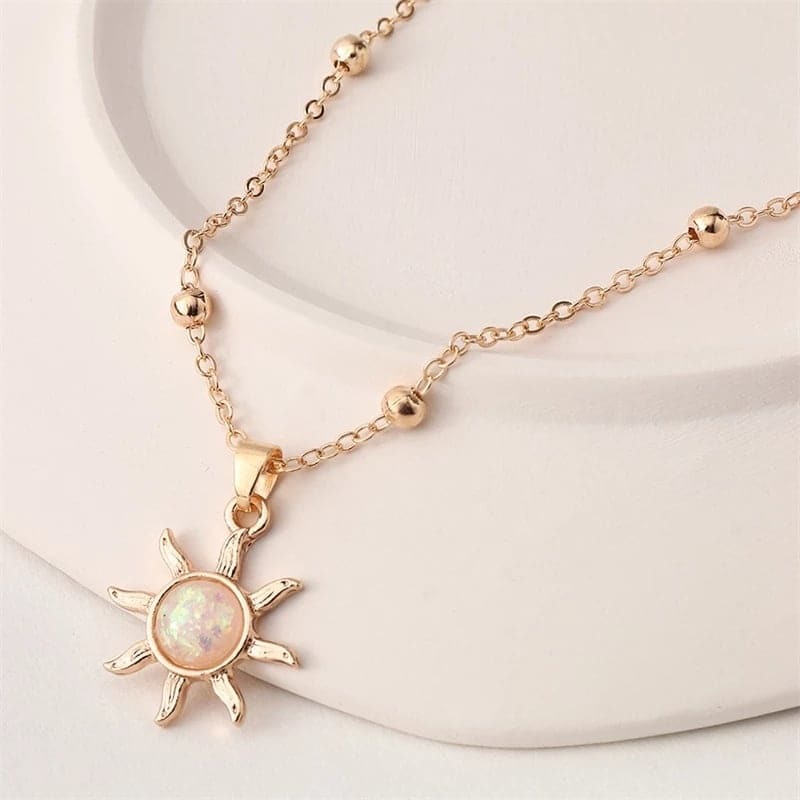 Trendy Crystal Beautiful Simple Sunflower Pendant Chain Choker Necklace