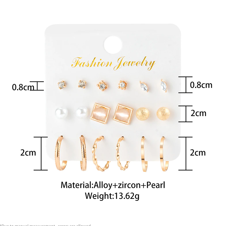 9 Pair Pearl Stud Earrings