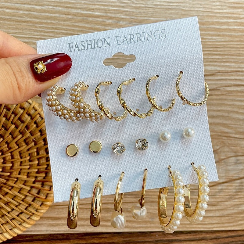Big Hoop Pearl Earring Set