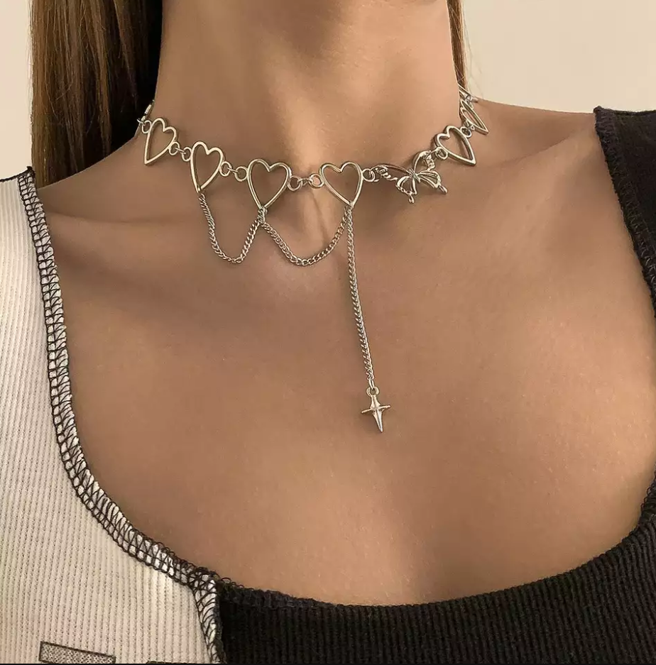 Korean Fashionable Heart-Shaped Chain Necklaces