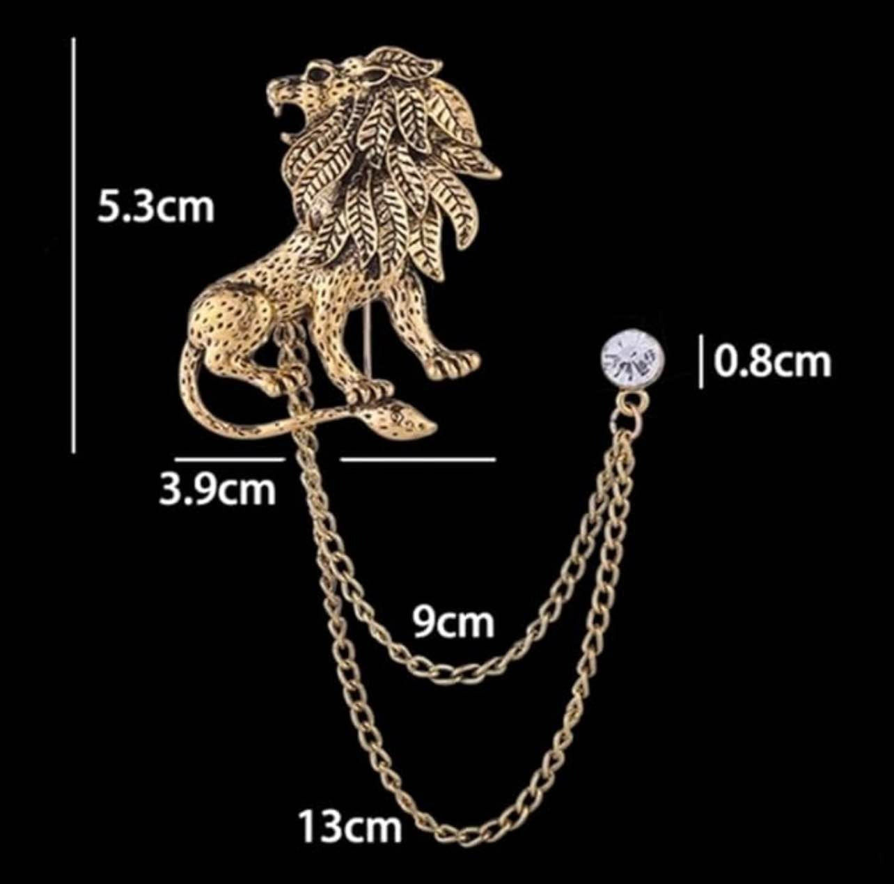 Super Fancy Lion King Brooch With Tussle Chain