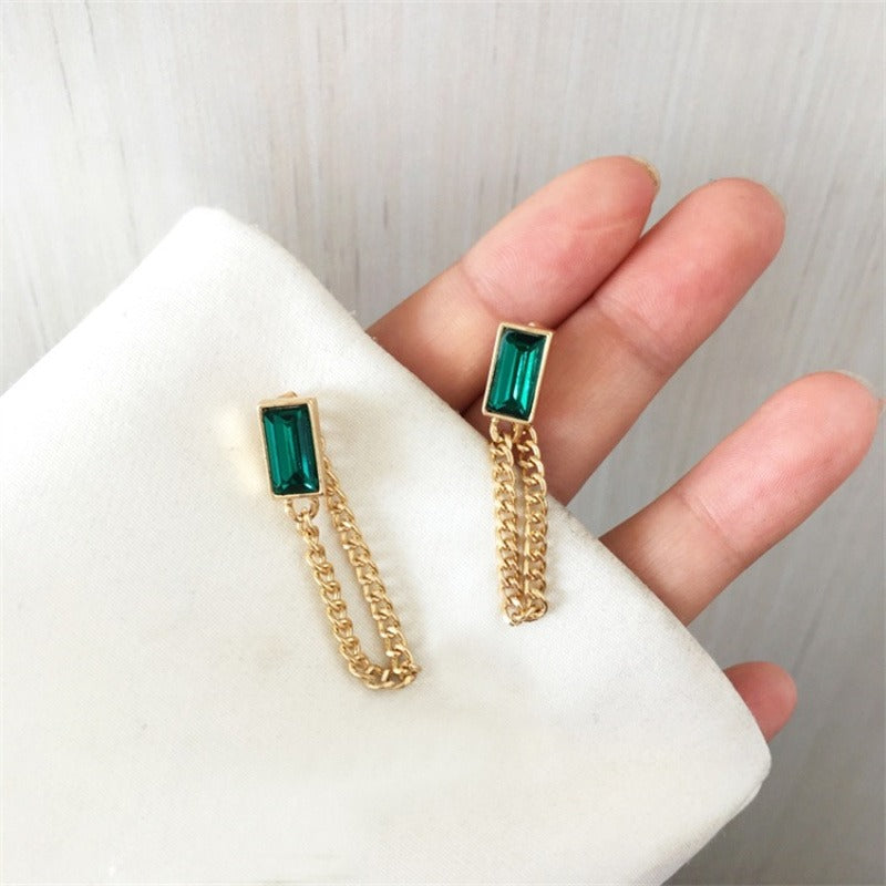 Vintage Green Crystal Tassel Earring