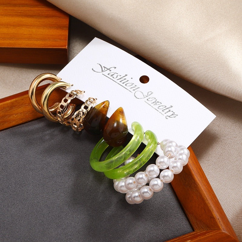 5Pairs Acetic Acid Earrings Set