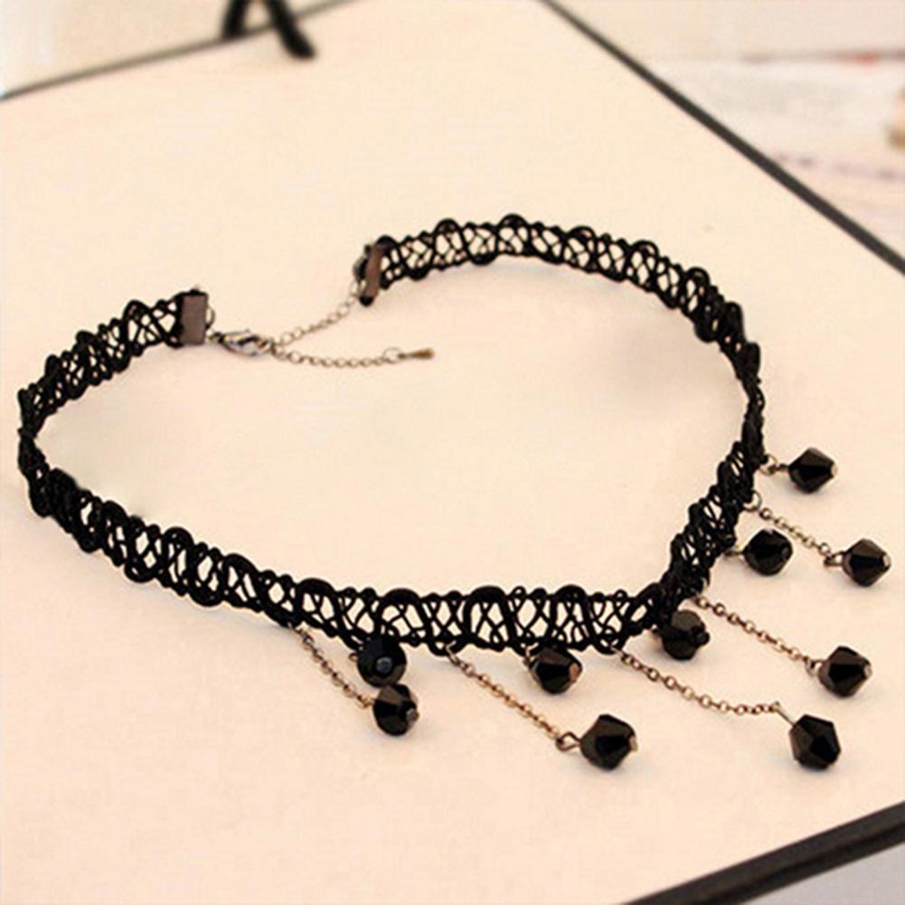 Black Flower Rhinestone Choker