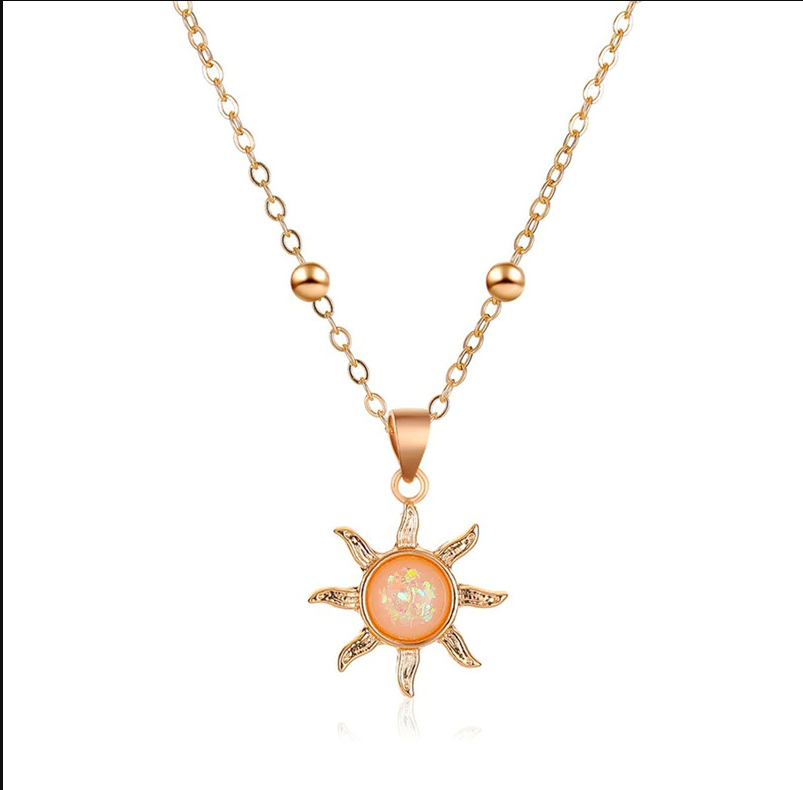Trendy Crystal Beautiful Simple Sunflower Pendant Chain Choker Necklace